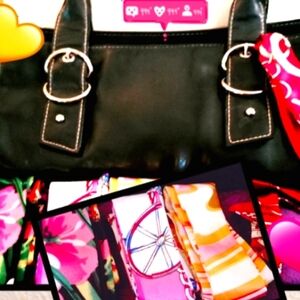 🌻Fun! Vegan Leather Bag With 4 Purse Scarves 🌻EUC❇️